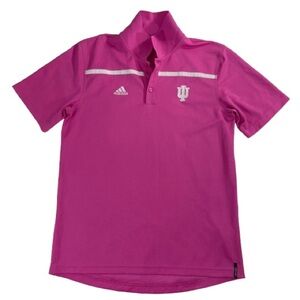 Adidas Pink Polo Shirt Sporty Design Indiana University Climalite Medium